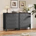 Black Dresser for Bedroom with 5 Drawers, Vintage Tall Dresser with Smooth - Image 7