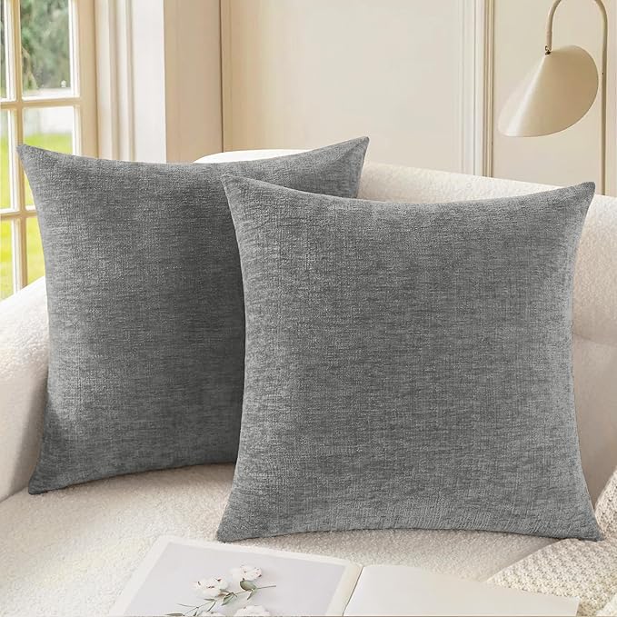 CaliTime Decorative Couch Throw Pillow Covers 22 X 22 Inches Medium Grey | Pack by CaliTime