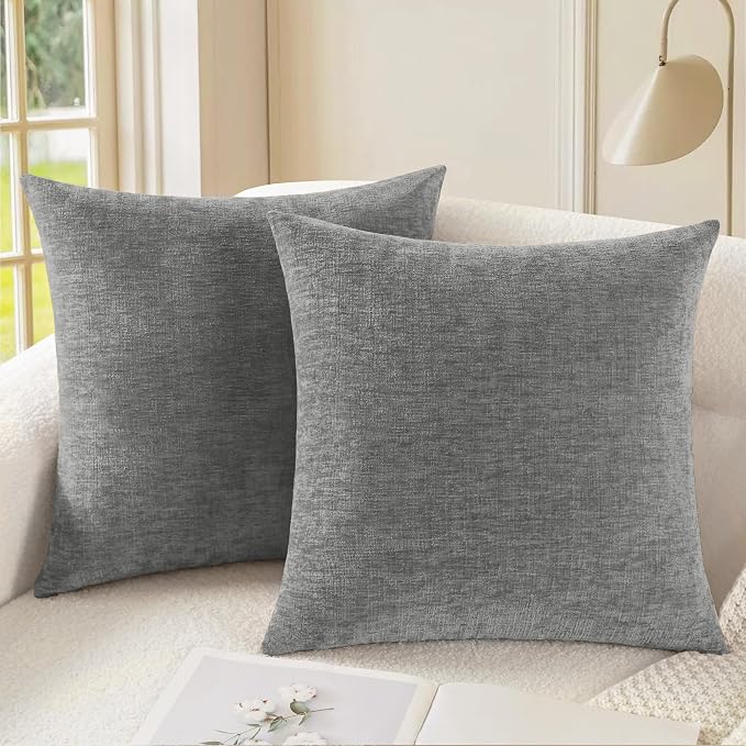 CaliTime Decorative Couch Throw Pillow Covers 18 X 18 Inches Medium Grey | Pack by CaliTime