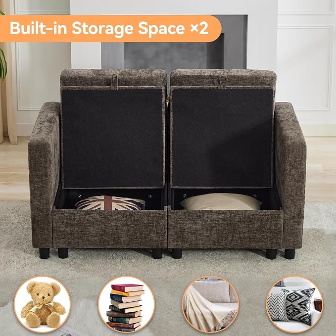 WUTUTUEE 58'' Modular Sectional Loveseat Sofa, Modern Love Seat 2 Seater Sofa - Image 4