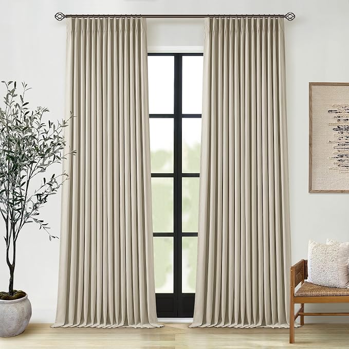 Burlywood Birch 100% Blackout Pinch Pleated Linen Curtains 120 Inches Long | - Image 7