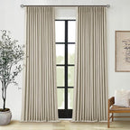 Burlywood Birch 100% Blackout Pinch Pleated Linen Curtains 120 Inches Long | - Image 7