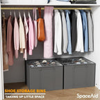 SpaceAid Shoe Organizer for Closet, 2 Pack Foldable Shoe Storage Containers - Image 6