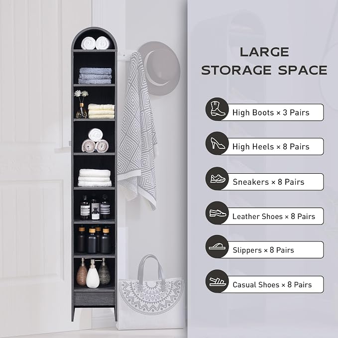 IFGET 67" Tall Arched Bookshelf, 8 Tiers Arch Bookcase - Image 4