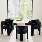 RIVOVA Modern Barrel Dining Chairs Set of 5, Velvet Upholstered Accent Side - Image 7