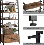 IRONCK Bookshelf with Louvered Doors, 4-Tier Ladder Shelf with Cabinet - Image 6