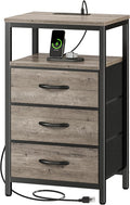 Huuger Nightstand with Charging Station, 27.6 Inch End Table Bedside Table with by Huuger