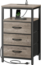 Huuger Nightstand with Charging Station, 27.6 Inch End Table Bedside Table with by Huuger