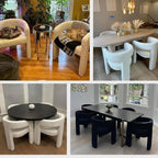 Black Dining Chairs Set of 2, Upholstered Sherpa Barrel Chairs - Image 7