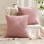 MIULEE Blush Pink Chenille Couch Throw Pillow Covers, 20x20 | Set of 2 - Image 4