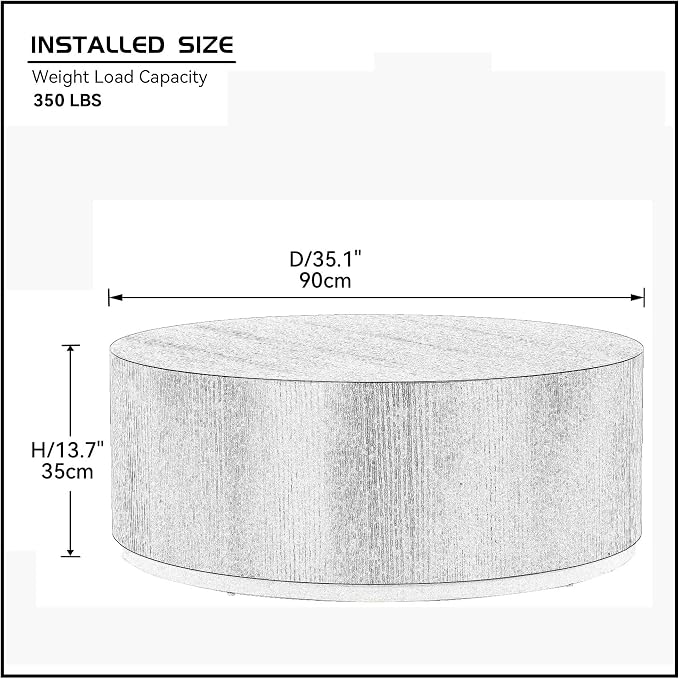 SSLine Classic Drum-Shape Contemporary Round Coffee End Table Black Wood Small - Image 3