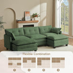 Amsleekey Modular Sectional Sofa, 111.5" U-Shaped Corduroy Comfy Sectional - Image 7