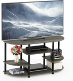 Furinno JAYA Simple Design Corner TV Stand, French Oak Grey/Black, 42.04 x by Furinno-FitsYourSpaceFitsYourBudget