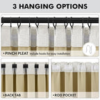 MIULEE 100% Blackout Linen Curtains 42 x 72 Inch Light Beige 2 Panels | Thermal - Image 5