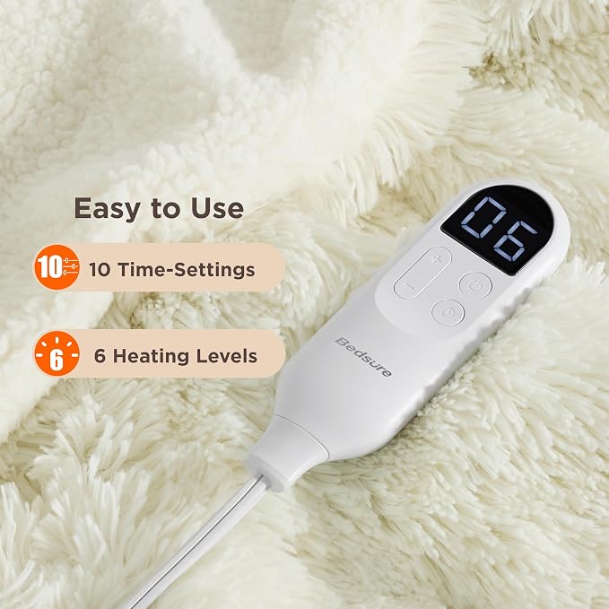 Bedsure Faux Fur Heated Blanket Twin Size, Fast Heating Fluffy Electric Blanket - Image 4