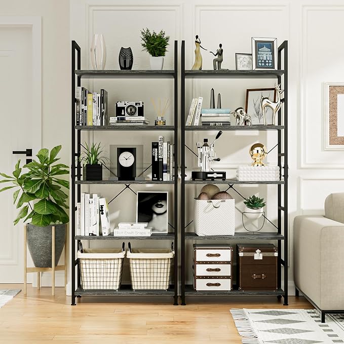 NUMENN 5 Tier Bookshelf, Tall Bookcase Shelf Storage Organizer, Modern Book - Image 4