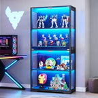 Display Cabinet with Glass Doors, Curio Cabinet with 3 LED Lights and Human - Image 7