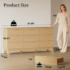 BORNOON Fluted 9 Drawer Dresser, 57.1" Wide Modern Boho Chest of Drawers - Image 2