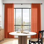 Bright Orange Linen Blend Light Filtering Back Tab Curtains 96 Inches Long - Image 6