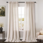 Beige Linen Curtain 96 inches Long by Nanspring