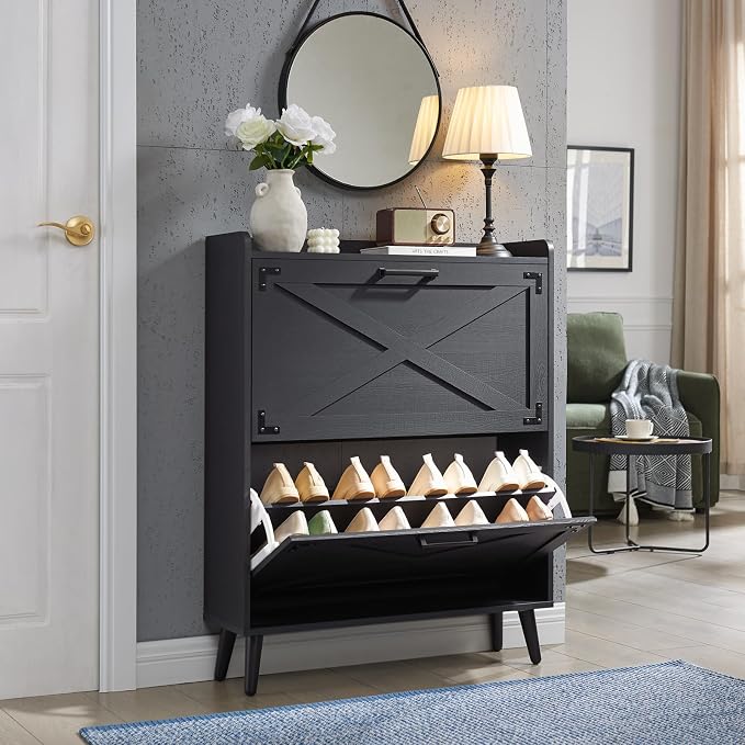 Barnyatoh Shoe Storage Cabinet, Farmhouse Shoe Organizer - Image 3