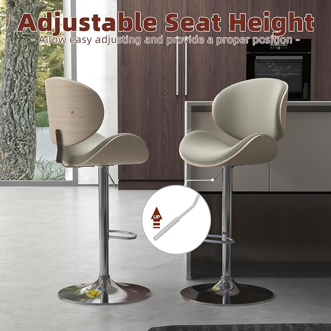 civama Bar Stools Set of 4 for Kitchen Counter, Adjustable Bar Height Chairs - Image 3