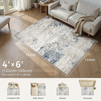 DMOYEST Area Rug Living Room Rugs 4x6 Washable Abstract Beige Blue Carpet | - Image 2