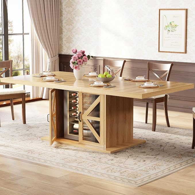 LVB Dining Table for 4-6, Modern Wood Dining Room Table, Farmhouse Rectangular by LVB