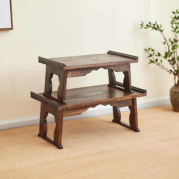 Japanese Wood Floor Table with Foldable Legs - Image 4