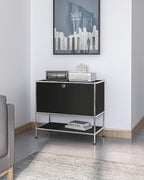 Metal Sidetable with Flap Door, 27.5" Height - Image 2