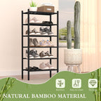 ROMGUAR CRAFT 6-Tier Bamboo Small Shoe Rack, Free Standing Wood Shoe Shelf - Image 4