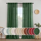 MIULEE Emerald Green Linen Curtains 52x90 Inch Long by MIULEE