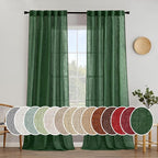 MIULEE Emerald Green Linen Curtains 52x108 Inch by MIULEE