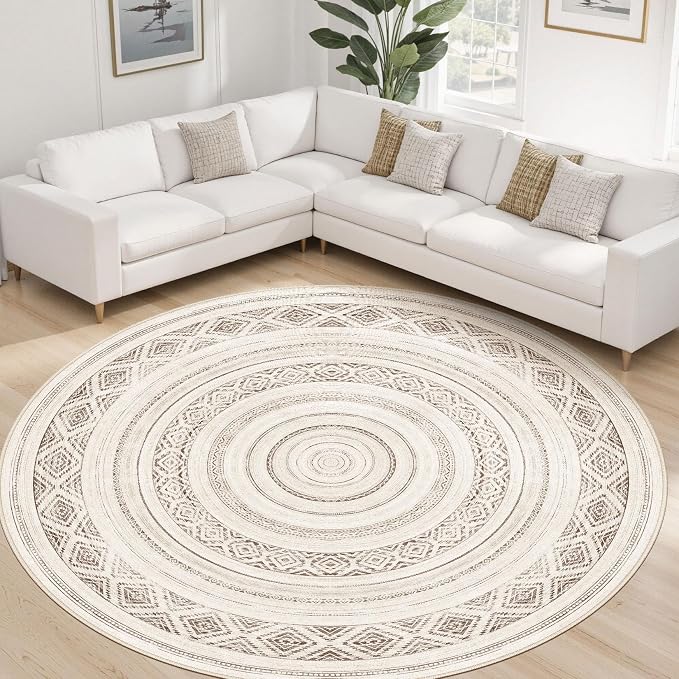 cotiled 8x8 Round Rug 8ft Circle Living Room Boho Area Rugs | Solve Modern - Image 6