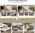 Tangkula 5 Pieces Patio Conversation Set, PE Wicker Rattan Outdoor Furniture Set - Image 6