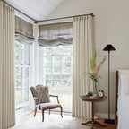 Beige Pinch Pleated Linen Curtains 126 Inches Long 2 Panels | Memory Training - Image 7