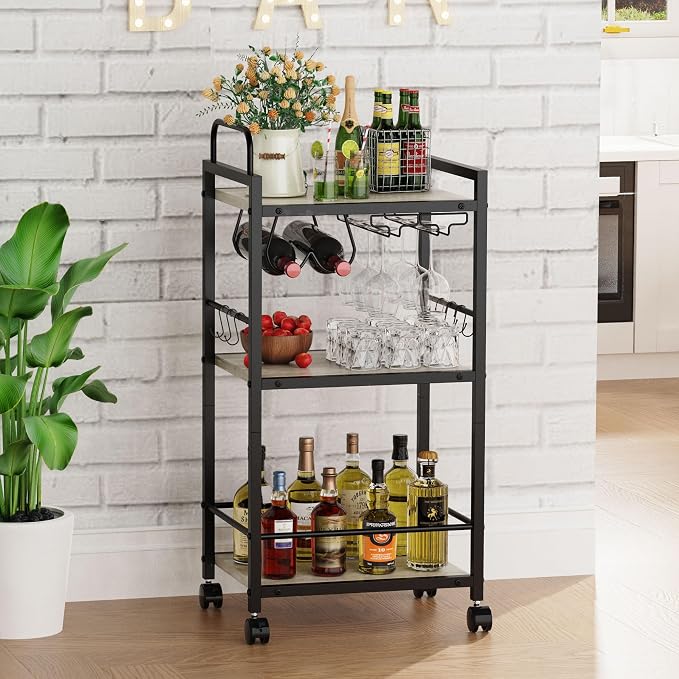 Bar Cart for The Home, 3 Tier Kitchen Carts - Image 7
