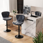 Nalupatio Modern Bar Stools Set of 4, Adjustable Faux Leather Upholstered by Nalupatio