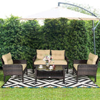 Tangkula 4 Piece Patio Furniture Set, Outdoor Wicker Conversation Set - Image 2