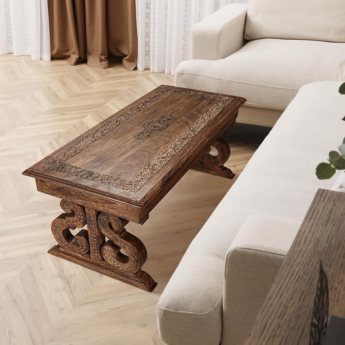 Lightnpro Handcrafted Mango Wood Rectangular Coffee Table - Image 9