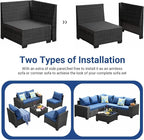 Jing's Villa 6-Piece Patio Furniture Set, All-Weather Outdoor Wicker Sectional - Image 8
