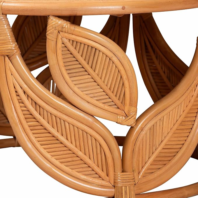 Bali & pari Raflesia Modern Bohemian Natural Rattan Coffee Table - Image 4