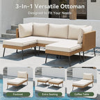 Aoxun 6 Piece Patio Furniture Set, 6 Seats Outdoor Sectional Sofas - Image 5