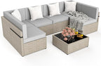 Pamapic 7 Piece Outdoor Sectional Furniture Set, All-Weather Wicker Patio - Image 2