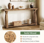 Solid Wood Console Table for Entryway, 63-Inch Narrow Farmhouse Couch Table - Image 6