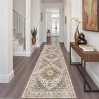 Madane Hallway Runner Rug 2x8 Washable Kitchen Rugs Non-Slip, Turmeric/Grey | by Madane