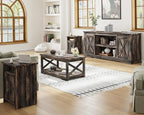 AMERLIFE 4-Piece Farmhouse Table Set Includes Sliding Barn Door TV Stand - Image 6