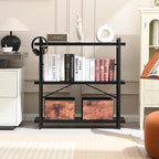 HCHQHS Bookshelf, 3-Tier Industrial Bookcase, Freestanding Horizontal - Image 7