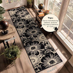Findosom Hallway Runner Rug 2x10, Non Slip High-Low Textured Floral Washable - Image 2
