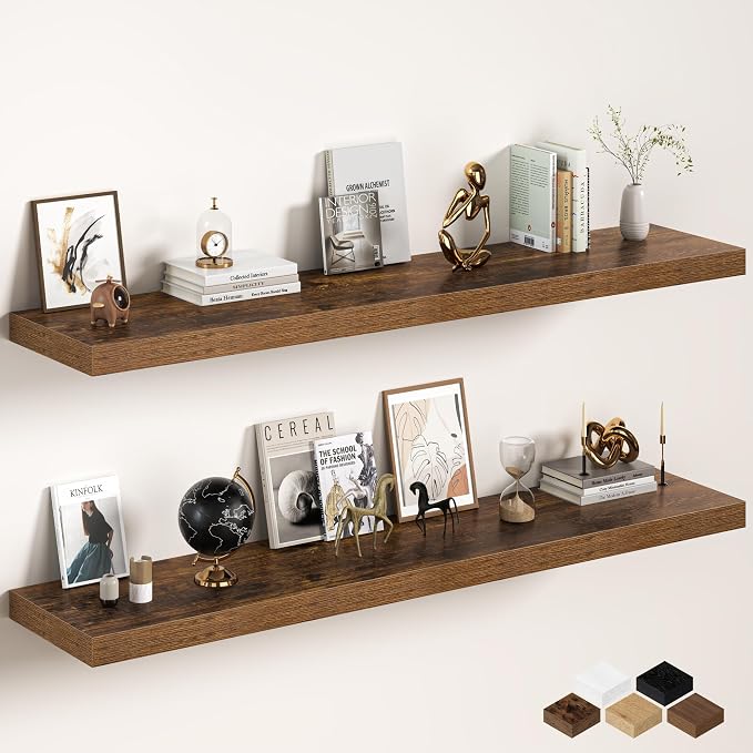Fun Memories 72 Inch Floating Shelves, 12 Inch Deep Wall Shelf by FunMemories